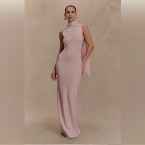 Meshki Knit Scarf Maxi Dress Open Back-Pale Pink